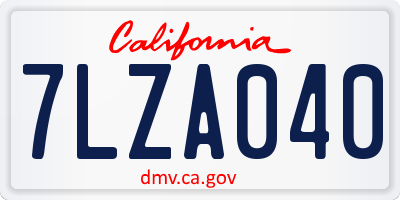 CA license plate 7LZA040