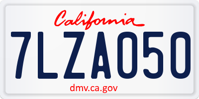 CA license plate 7LZA050