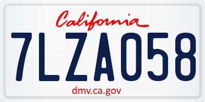 CA license plate 7LZA058