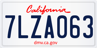 CA license plate 7LZA063