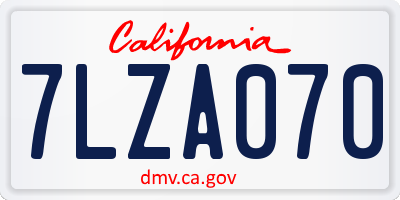 CA license plate 7LZA070