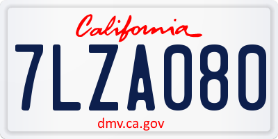 CA license plate 7LZA080