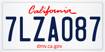 CA license plate 7LZA087