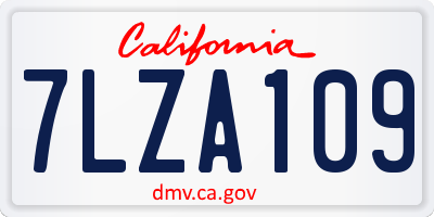 CA license plate 7LZA109