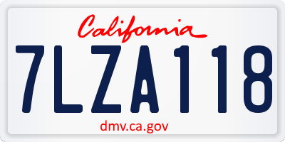 CA license plate 7LZA118