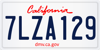 CA license plate 7LZA129