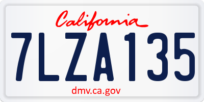CA license plate 7LZA135