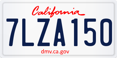 CA license plate 7LZA150