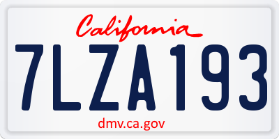 CA license plate 7LZA193
