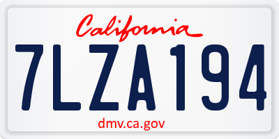 CA license plate 7LZA194