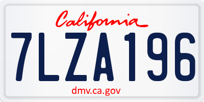 CA license plate 7LZA196