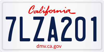 CA license plate 7LZA201