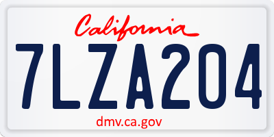 CA license plate 7LZA204