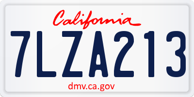 CA license plate 7LZA213