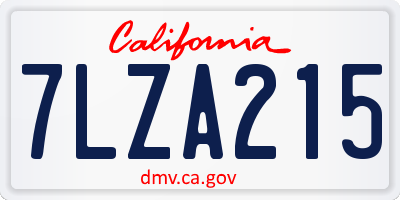 CA license plate 7LZA215