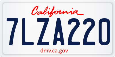 CA license plate 7LZA220