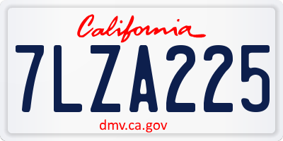 CA license plate 7LZA225