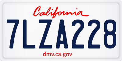 CA license plate 7LZA228