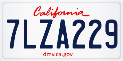 CA license plate 7LZA229