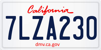 CA license plate 7LZA230