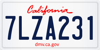 CA license plate 7LZA231
