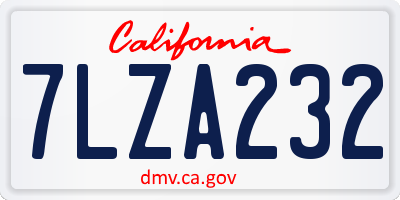 CA license plate 7LZA232