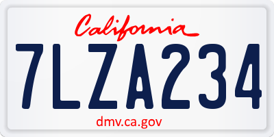 CA license plate 7LZA234
