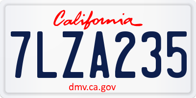 CA license plate 7LZA235