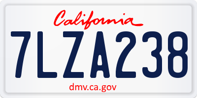CA license plate 7LZA238