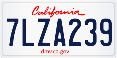 CA license plate 7LZA239