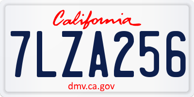 CA license plate 7LZA256