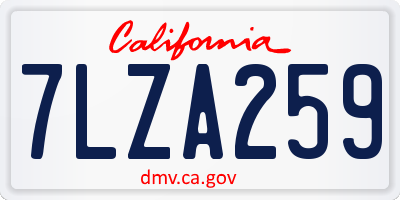 CA license plate 7LZA259