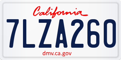 CA license plate 7LZA260