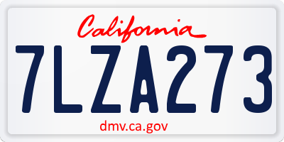 CA license plate 7LZA273