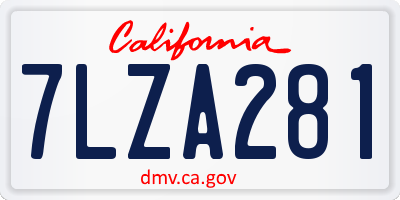 CA license plate 7LZA281