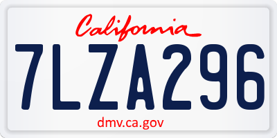 CA license plate 7LZA296