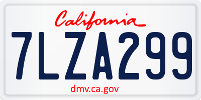 CA license plate 7LZA299
