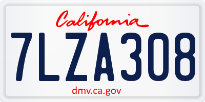 CA license plate 7LZA308