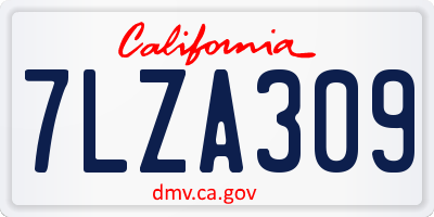 CA license plate 7LZA309