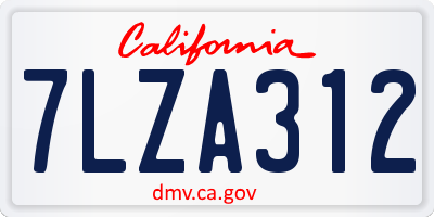CA license plate 7LZA312