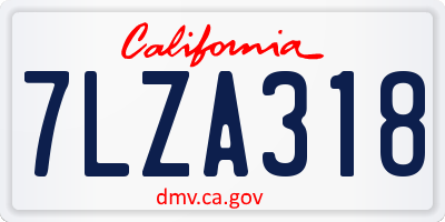 CA license plate 7LZA318