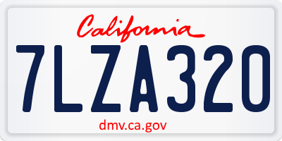 CA license plate 7LZA320