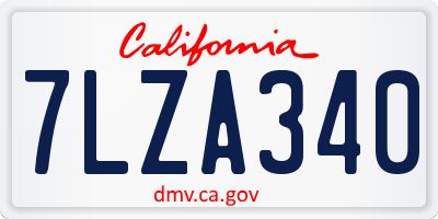 CA license plate 7LZA340