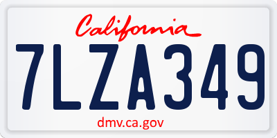 CA license plate 7LZA349
