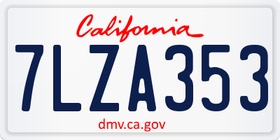 CA license plate 7LZA353