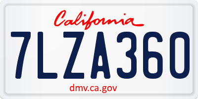 CA license plate 7LZA360