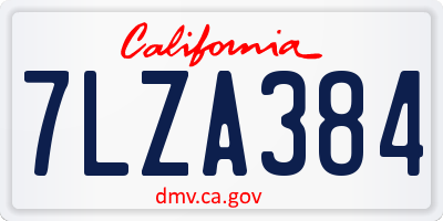 CA license plate 7LZA384