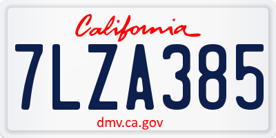 CA license plate 7LZA385