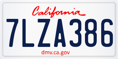 CA license plate 7LZA386
