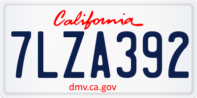 CA license plate 7LZA392